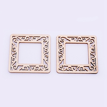 Unfinished Natural Wood Linking Rings, Laser Cut Wood Shapes, Square, BurlyWood, 49x49x2mm