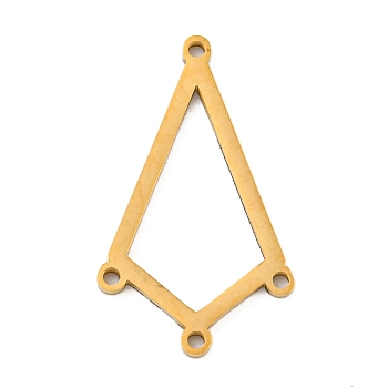 Ion Plating(IP) 304 Stainless Steel Chandelier Component Links, Laser Cut, Golden, Kite, 25x14.5x1mm, Hole: 1.2mm