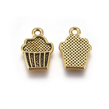 Tibetan Style Alloy Drink Charms, Cadmium Free & Nickel Free & Lead Free, Cupcake, Antique Golden, 16x11x2mm, Hole: 1.5mm