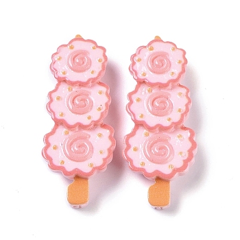 Opaque Resin Imitation Food Decoden Cabochons, Skewers, Pink, 39x15.5x7.5mm