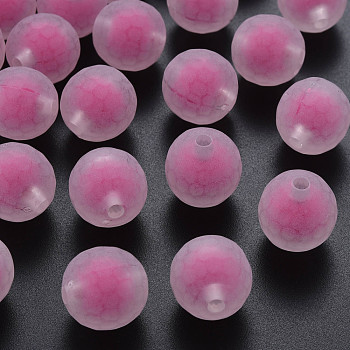 Transparent Acrylic Beads, Bead in Bead, Faceted, Frosted, Round, Camellia, 16mm, Hole: 3mm, about 205pcs/500g
