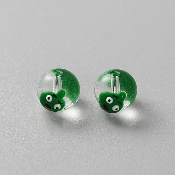 Round Handmade Lampwork Beads, Hand-Drawn Beads, Lemon, 13.5x12x11mm, Hole: 2mm
