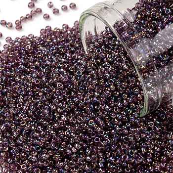 TOHO Round Seed Beads, Japanese Seed Beads, (166B) Transparent AB Medium Amethyst, 15/0, 1.5mm, Hole: 0.7mm, about 15000pcs/50g