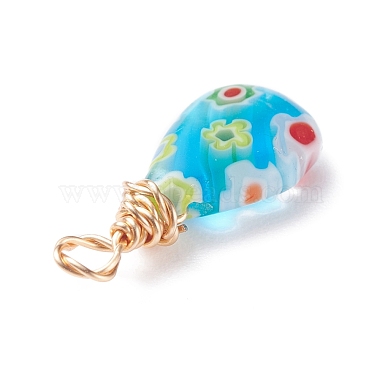 Handmade Millefiori Glass Pendants(PALLOY-JF01290)-5