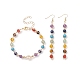Natural & Synthetic Mixed Stone & Pearl Beaded Dangle Earrings & Bracelet(SJEW-JS01261)-1