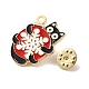 Weihnachtsthema schwarze Katze mit Schneeflocke Emaille Pins(JEWB-M043-04D)-3