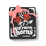 Silicone Beads, Rose Flower with Bowknot, Focal Beads, Black, 30x25x12mm, Hole: 2.1mm(SIL-C011-02C)