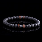 Natural Lava Rock Round Beads Stretch Stretch for Men Women, with Wood & Black Stone Beads(AE5007)