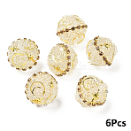 6Pcs Alloy Acrylic Beads, Round with Moon & Star, with Rhinestone, Antique White, 17mm, Hole: 2mm(OACR-YW0003-64A)