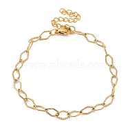 304 Stainless Steel Chain Bracelet for Women, Golden, Rhombus, 7-1/2 inch(18.9cm), Link: 9x5mm(BJEW-I313-02)