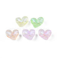 Transparent Acrylic Beads, Glitter Beads, Heart, Mixed Color, 9x12x9mm, Hole: 2mm(X-MACR-N015-03)