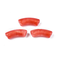 Opaque Acrylic Beads, Two Tone Color, with Glitter Powder, Curved Tube, Orange Red, 35x13x11mm, Hole: 3.5mm, about 148pcs/500g(MACR-N009-019C)