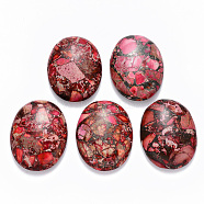 Synthetic Gold Line Imperial Jasper Cabochons, Dyed, Oval, Deep Pink, 40x30x7.5~8.5mm(G-R457-02C)
