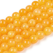Natural Dyed Yellow Jade Gemstone Bead Strands, Round, Gold, 4mm, Hole: 0.5mm, about 95pcs/strand, 15.7 inch(G-R271-4mm-Y08)