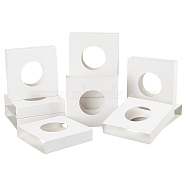 Square Cardboard Gift Boxes, for Floating Display Frame Stand, with Hollow Window, White, Round Pattern, 9x9x2cm, Unfold: 11x9x0.1cm, Round: 4.5cm(CON-WH0003-31B-01)