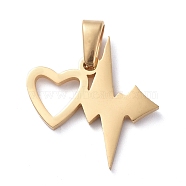 304 Stainless Steel Pendants, Heartbeat with Heart, Golden, 19x18x1.5mm, Hole: 6x3mm(STAS-I127-072G)