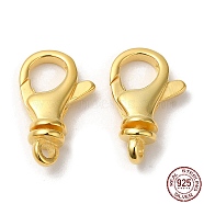 925 Sterling Silver Lobster Claw Clasps, with 925 Stamp, Golden, 16x10x5mm, Hole: 1.8mm(STER-D006-17G)
