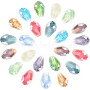 AB-Color Plated Glass Beads, Faceted, teardrop, Mixed Color, 11~12x8mm, Hole: 1mm, 200pcs/box(EGLA-NB0001-06)