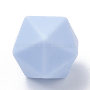 Food Grade Eco-Friendly Silicone Focal Beads, Chewing Beads For Teethers, DIY Nursing Necklaces Making, Icosahedron, Light Steel Blue, 19x18.5x18.5mm, Hole: 2mm(SIL-T048-17mm-57)
