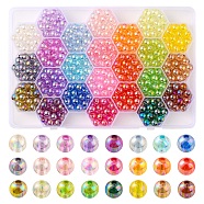 576Pcs 24 Colors Transparent Acrylic Beads, AB Color Plated, Round, Mixed Color, 8x7mm, Hole: 2mm, about 24pcs/color(MACR-YW0001-95)