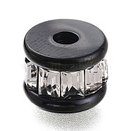 304 Stainless Steel Beads, with Crystal Rhinestone, Column, Electrophoresis Black, 8x6mm, Hole: 2mm(STAS-O129-01EB)