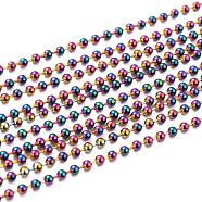Ion Plating(IP) 304 Stainless Steel Ball Chain Necklaces, with Ball Chain Connectors, Rainbow Color, 23.62 inch(60cm), Beads: 2.4mm(NJEW-L149-B03-M)