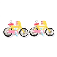 Resin Pendants, with Platinum Iron Loop, Bicycle, Colorful, 24.5x34.5x4mm, Hole: 2mm(X-RESI-O009-14)