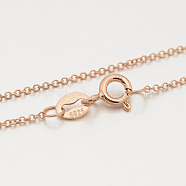 Sterling Silver Rolo Chain Necklaces, with Spring Ring Clasps, Thin Chain, Rose Gold, 16 inch, 1mm(X-STER-M086-21A)