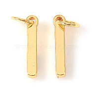 Brass Charms, with Jump Rings, Letter, Real 18K Gold Plated, Letter.I, I: 10x1.5x1mm, Hole: 2.5mm(X-KK-I672-01I-G)