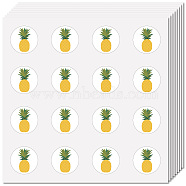 8Pcs Plastic Waterproof Self-Adhesive Picture Stickers, Round Dot Cartoon Decals for Kid's Art Craft, Pineapple, 150x150mm, Sticker: 25mm, 8 pcs/set(DIY-WH0428-158)