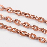 Iron Cable Chains, Unwelded, with Spool, Flat Oval, Cadmium Free & Nickel Free & Lead Free, Red Copper, 4x2.7x0.7mm, about 328.08 Feet(100m)/roll(CH-0.7PYSZ-R)