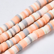 Handmade Polymer Clay Beads Strands, for DIY Jewelry Crafts Supplies, Heishi Beads, Disc/Flat Round, Silver, 4x0.5~1mm, Hole: 1.4mm, about 350~410pcs/strand, 15.75 inch~16.14 inch(40~41cm)(CLAY-R089-4mm-108)