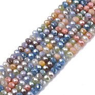 Electroplate Glass Beads Strands, Pearl Luster Plated, Faceted, Rondelle, Mixed Color, 3x2.5mm, Hole: 0.7mm, about 188~190pcs/16.93 inch~17.71 inch(43~45cm)(EGLA-S192-001A-A02)