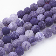 Natural Crackle Agate Beads Strands, Dyed, Round, Grade A, Purple, 10mm, Hole: 1mm, about 39pcs/strand, 14.9 inch(X-G-G055-10mm-8)