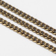 Iron Cuban Link Chains, Chunky Chains, Unwelded, with Spool, Oval, Antique Bronze, 4.5x3x1mm, about 164.04 Feet(50m)/roll(CH-R013-4.5x3mm-AB-NF)