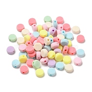 Flocky Acrylic Beads, Flat Round, Mixed Color, 12.5x12x6mm, Hole: 2.7mm(OACR-C018-05)