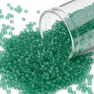 TOHO Round Seed Beads, Japanese Seed Beads, (72F) Transparent Frost Dark Peridot, 11/0, 2.2mm, Hole: 0.8mm, about 1110pcs/10g(X-SEED-TR11-0072F)