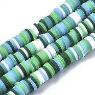 Handmade Polymer Clay Beads Strands, for DIY Jewelry Crafts Supplies, Heishi Beads, Disc/Flat Round, Mixed Color, 6x0.5~1mm, Hole: 1.8mm, about 320~447pcs/strand, 15.75 inch~16.14 inch(40~41cm)(X-CLAY-R089-6mm-080)