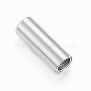 Smooth 304 Stainless Steel Magnetic Clasps with Glue-in Ends, Column, Stainless Steel Color, 16x6mm, Hole: 4mm(STAS-H402-21P-4mm)