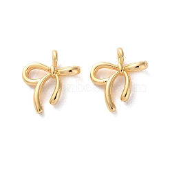 Brass Pendants, Bowknot Charms, Real 18K Gold Plated, 14x13x5mm, Hole: 2x1mm(KK-L221-012G)