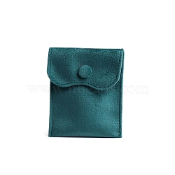 Velvet Pouches, Jewelry Storage Bag, for Bracelets, Rings, Necklaces, Rectangle, Teal, 10x8cm(PW-WG50257-06)