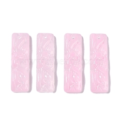 Baking Paint Glass Pendants, Rectangle, Pearl Pink, 30x9x5.5mm, Hole: 1mm(GLAA-S202-16C)