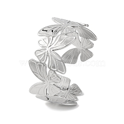 Butterfly 304 Stainless Steel Bangles for Women, Stainless Steel Color, Inner Diameter: 2-1/8x1-7/8 inch(5.3x4.8cm)(BJEW-B104-05P)