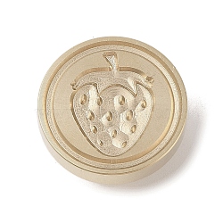 Golden Tone Wax Seal Brass Stamp Head, Floral Collection Pattern, for Wax Seal Stamp, Strawberry, 25x14mm, Inner Diameter: 7mm(DIY-B079-02G-09)