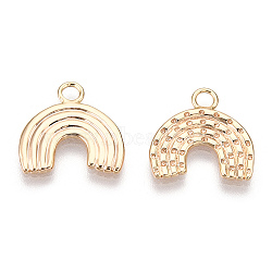 Brass Charms, Rainbow Charms, Real 18K Gold Plated, 14x14.5x1mm, Hole: 2mm(KK-Q773-15G)