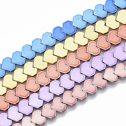 Electroplated Non-magnetic Synthetic Hematite Beads Strands, Heart, Mixed Color, 7x8.5x2.5mm, Hole: 0.5mm, about 62~64pcs/strand, 15.94 inch(40.5cm)(G-S365-010C)