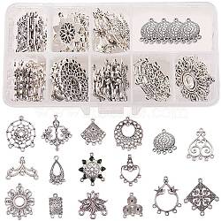 Tibetan Style Alloy Chandelier Components Links, Mixed Shapes, Antique Silver, 13.5x7x3cm, 64pcs/box(TIBE-SC0001-02AS)