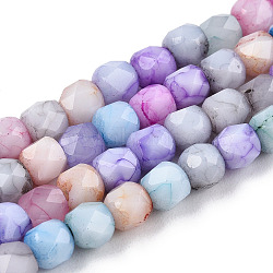 Opaque Baking Painted Glass Beads Strands, Imitation Stones, Faceted, Column, Colorful, 4x4mm, Hole: 1mm, about 94~96pcs/strand, 14.57 inch~14.72 inch(37~37.4cm)(X-EGLA-N006-075)