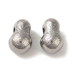 Non-Tarnish 304 Stainless Steel European Beads, Large Hole Beads, Doll, Stainless Steel Color, 13x8.5x9mm, Hole: 4.5mm(STAS-K285-23P)