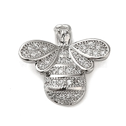 Brass Micro Pave Clear Cubic Zirconia Pendants, Butterfly, 16.5x17x4mm, Hole: 1mm(KK-U005-04A-P)